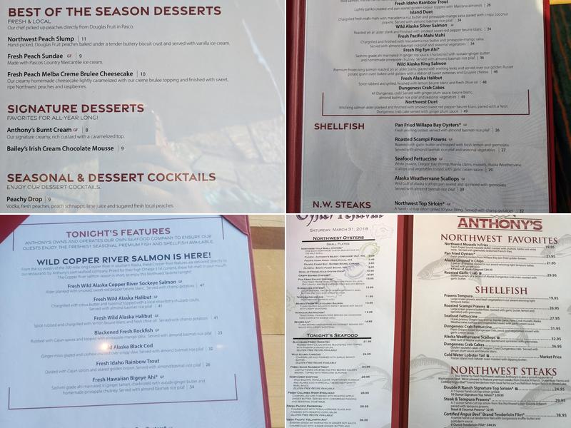 Anthony's At Columbia Point Menu