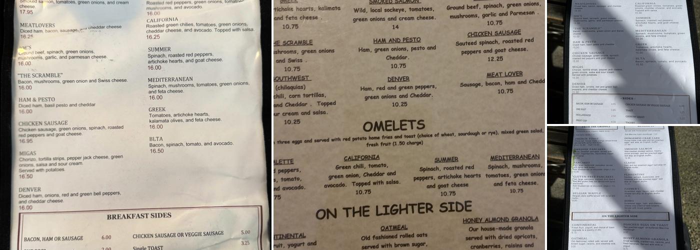 The Bryant Corner Cafe Menu