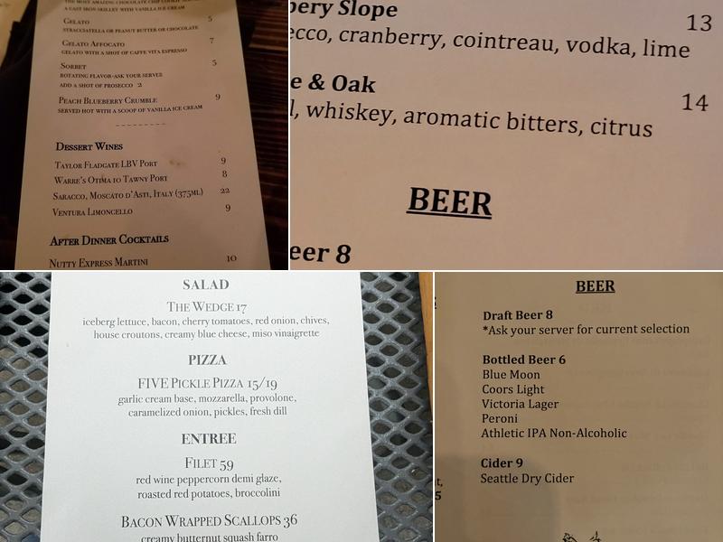 FIVE Restaurant Menu