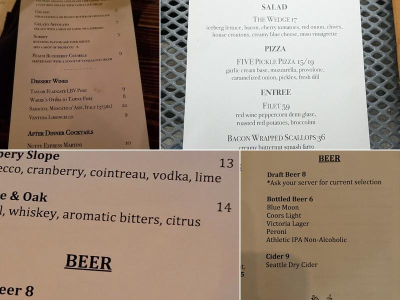 FIVE Restaurant Menu