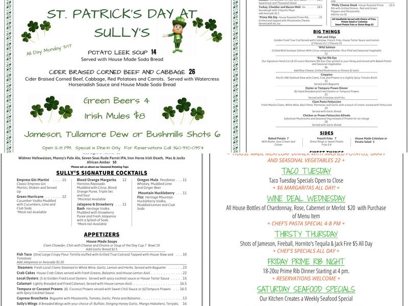 Sully's Bistro & Bar Menu