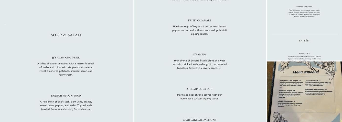 J J's Fish House Menu