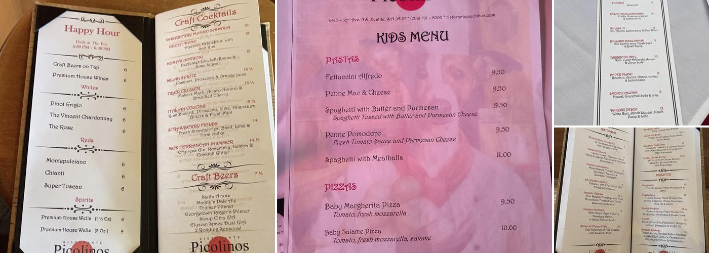 Ristorante Picolinos Menu