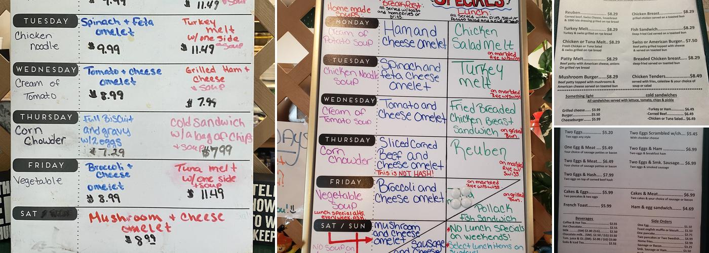 Billy's Cafe Menu