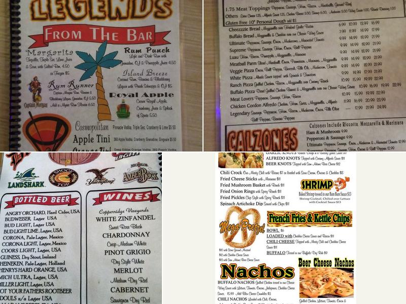 Legends Bar And Grill Menu