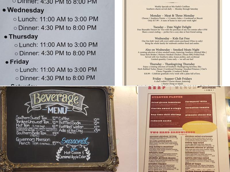 Miz Kathi’s Cotillion Southern Cafe Menu