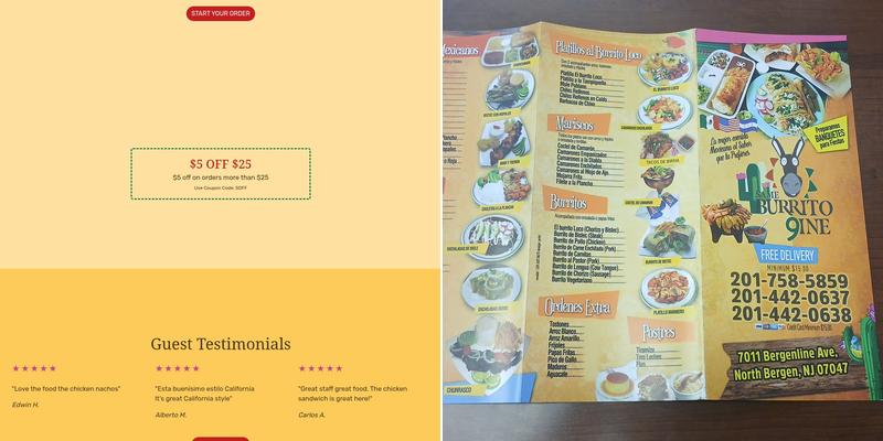 Same Burrito 9ine Menu