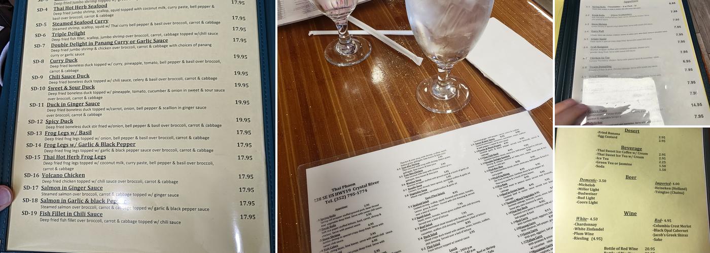 Thai Phoon Restaurant Menu