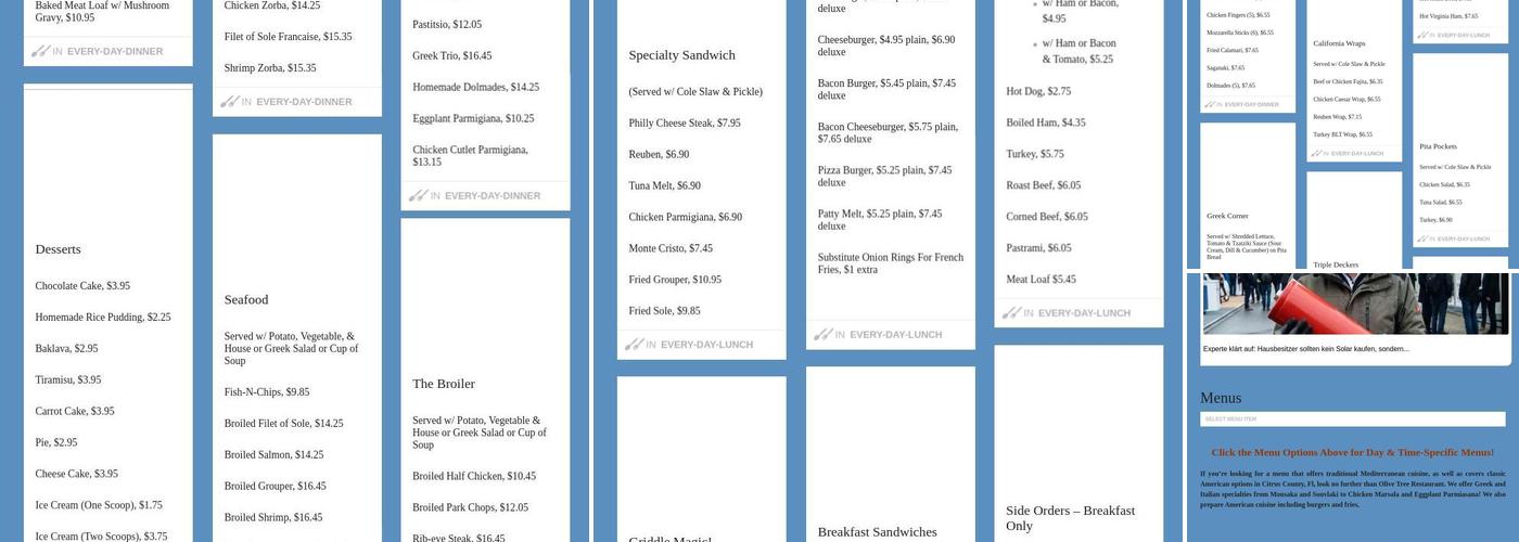 Olive Tree Restaurant Menu