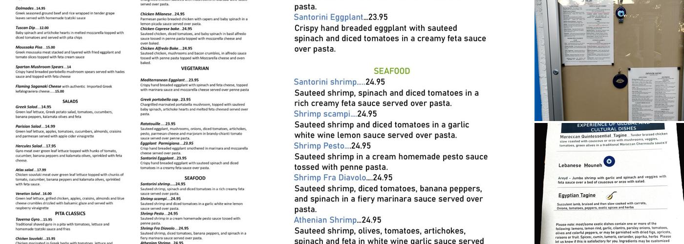 Taverna Manos Mediterranean Grille Menu