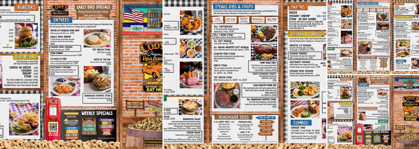 Cody's Original Roadhouse - Crystal River Menu