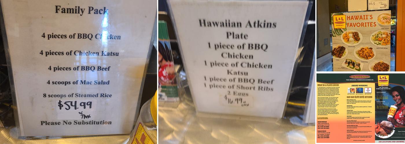L&L Hawaiian Barbecue Menu