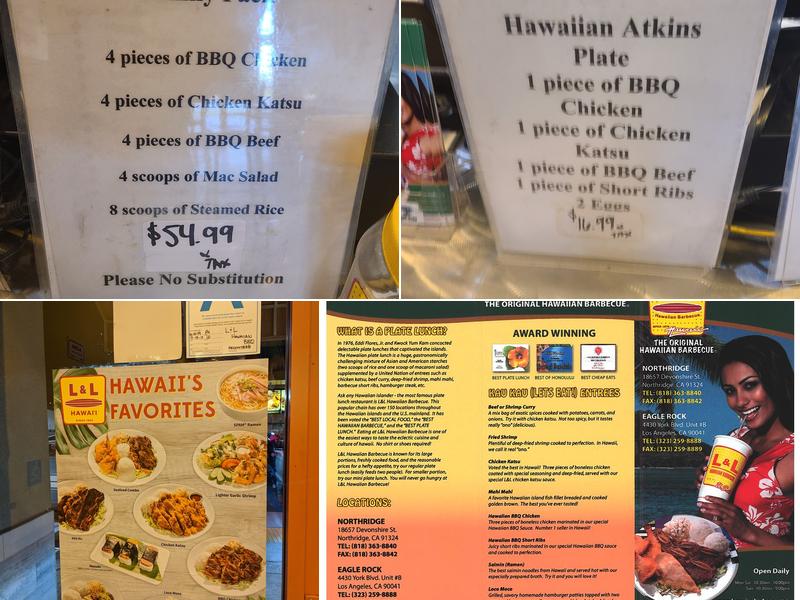 L&L Hawaiian Barbecue Menu