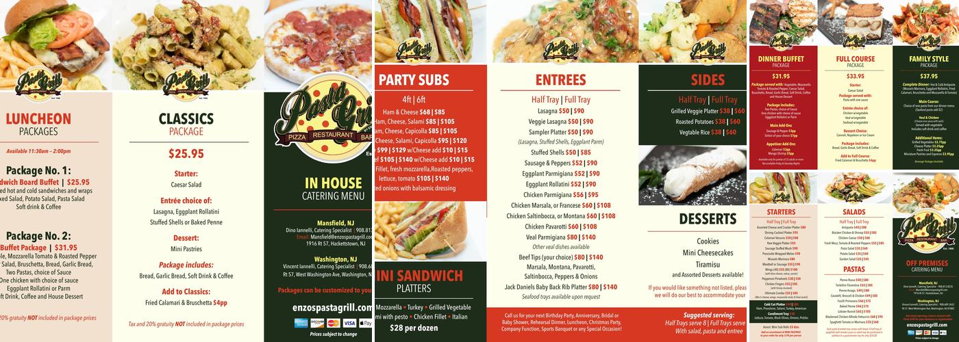 Washington Enzo's Pizzeria & Pasta Grill Menu