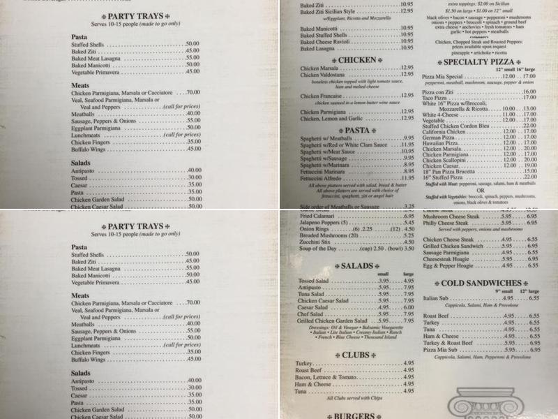 Pizza Mia Menu