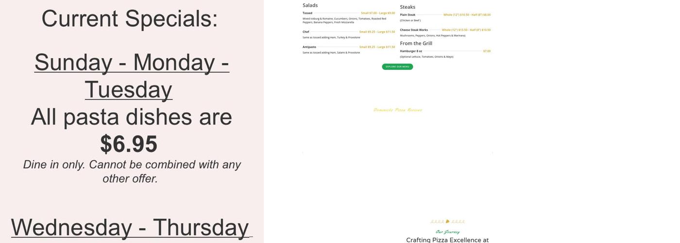 Dominick's Pizza Shoppes Menu