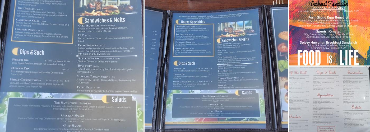 The Sandstone Cafe & Quarry Bar Menu