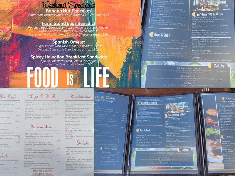 The Sandstone Cafe & Quarry Bar Menu