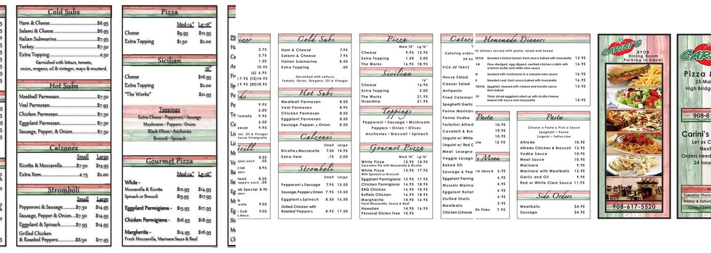 Carini's Pizza & Pasta Menu