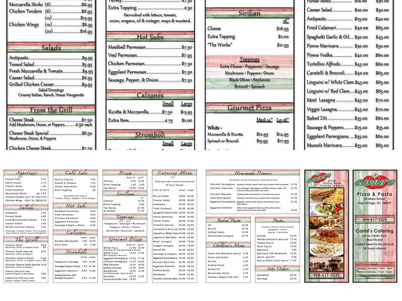 Carini's Pizza & Pasta Menu
