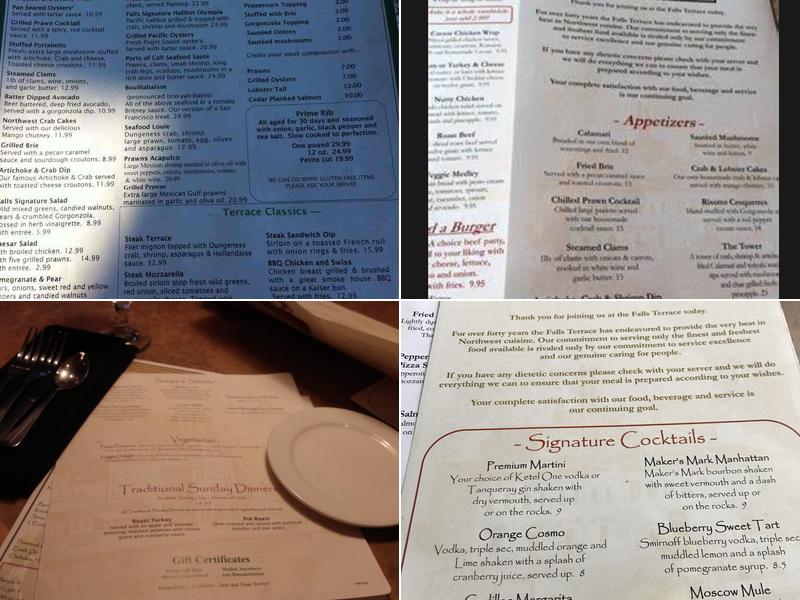 Falls Terrace Restaurant Menu