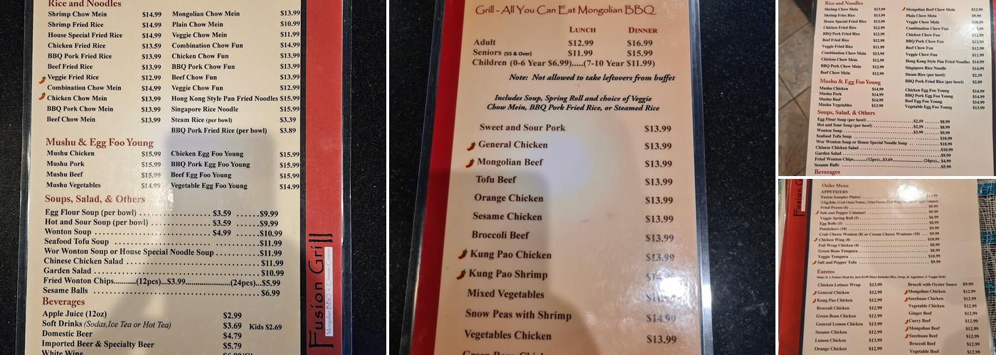 Fusion Grill Menu