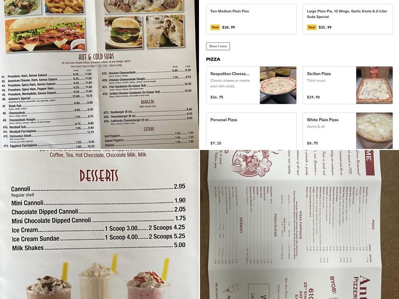 Antonio's Pizzeria & Ice Cream Menu