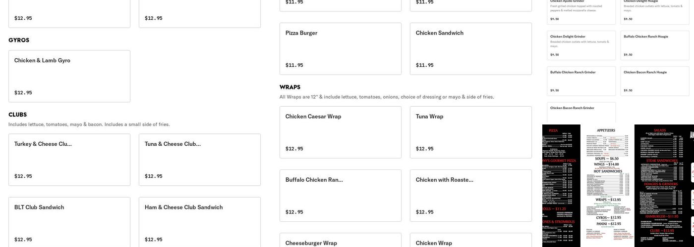 Anthony's Pizza II Menu