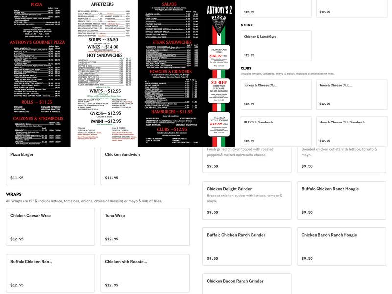 Anthony's Pizza II Menu