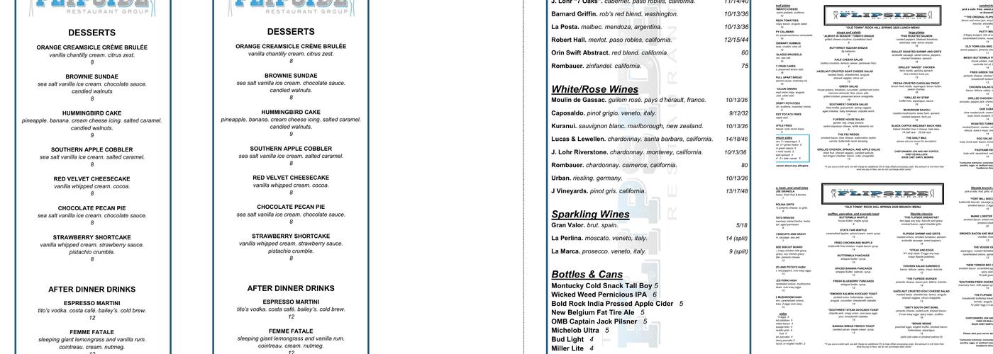 The Flipside Restaurant Menu
