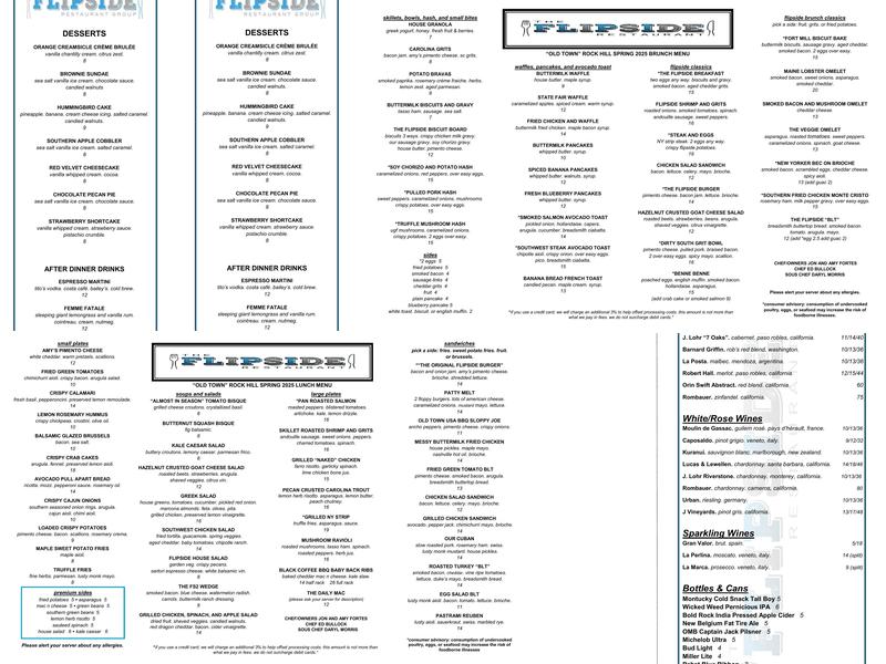 The Flipside Restaurant Menu