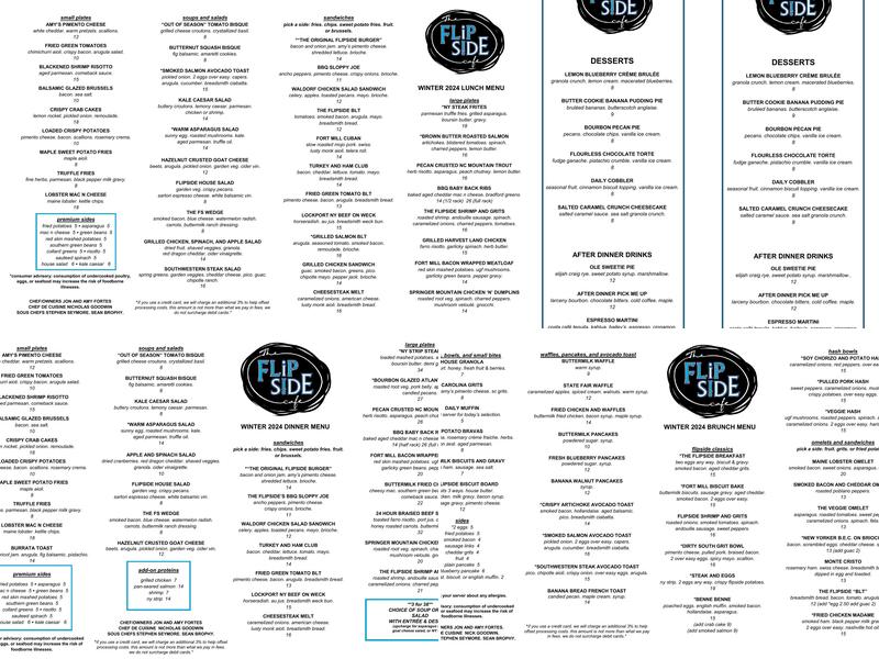 The Flipside Cafe Menu