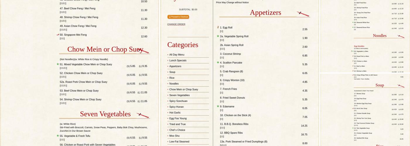 Asian Kitchen Menu