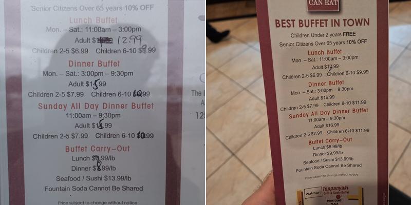 Teppanyaki Grill & Sushi Buffet (Cajun Seafood Restaurant) Menu