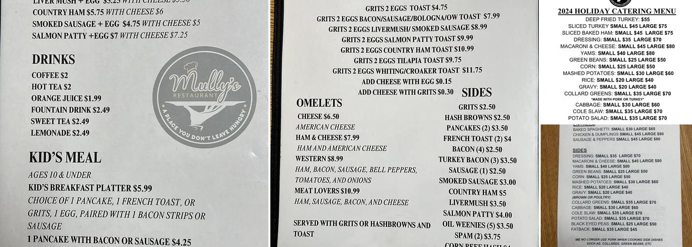 Mully's Menu