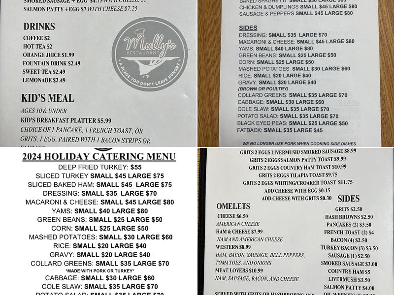 Mully's Menu