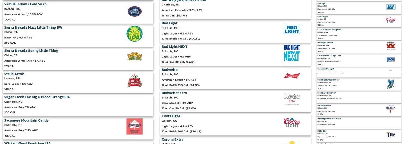 Hickory Tavern Menu