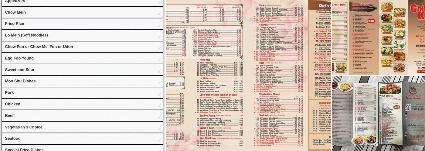 China King Menu