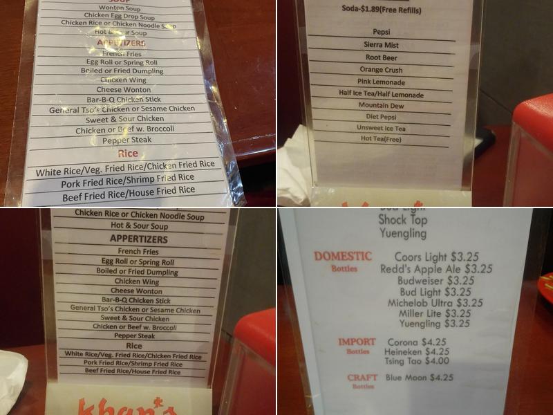 Khan's Mongolian Grill & Bar Menu