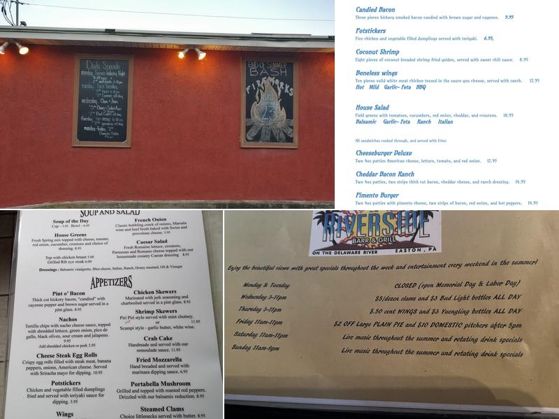 Riverside Barr and Grill Menu