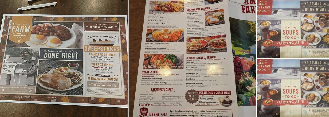 Bob Evans Menu
