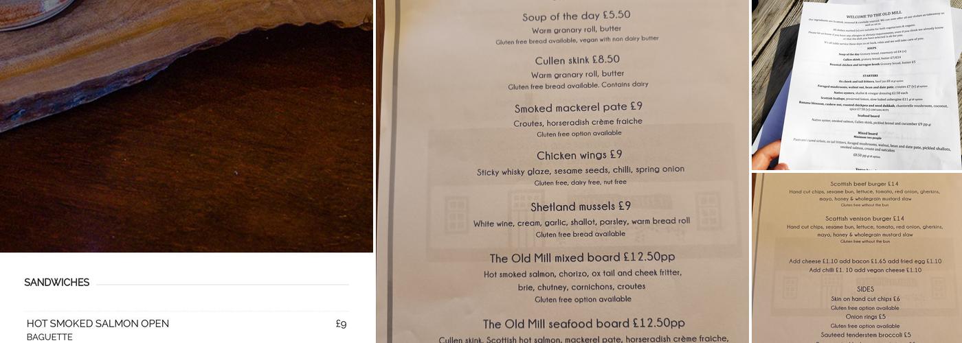 The Old Mill Menu