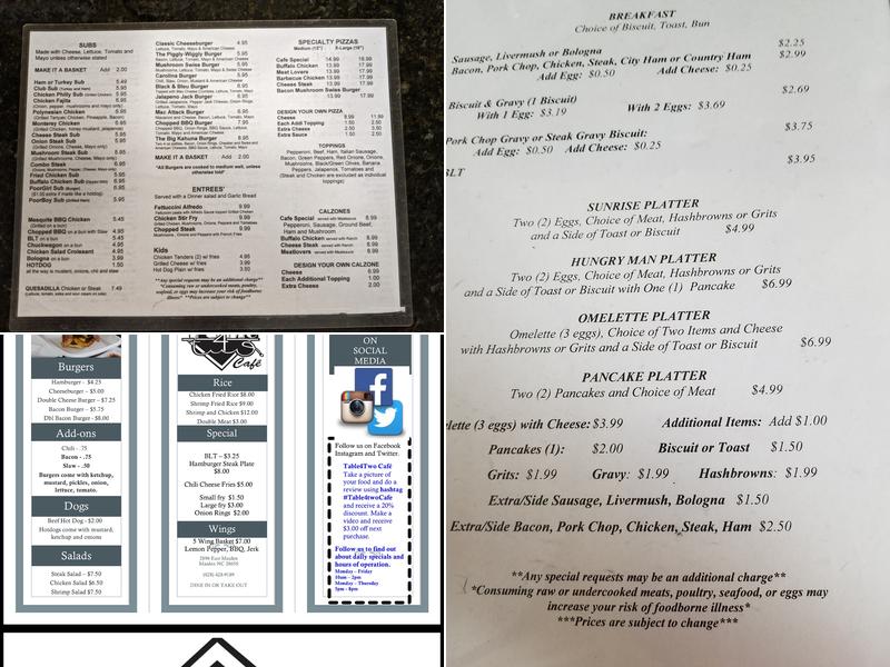 The Cafe Menu