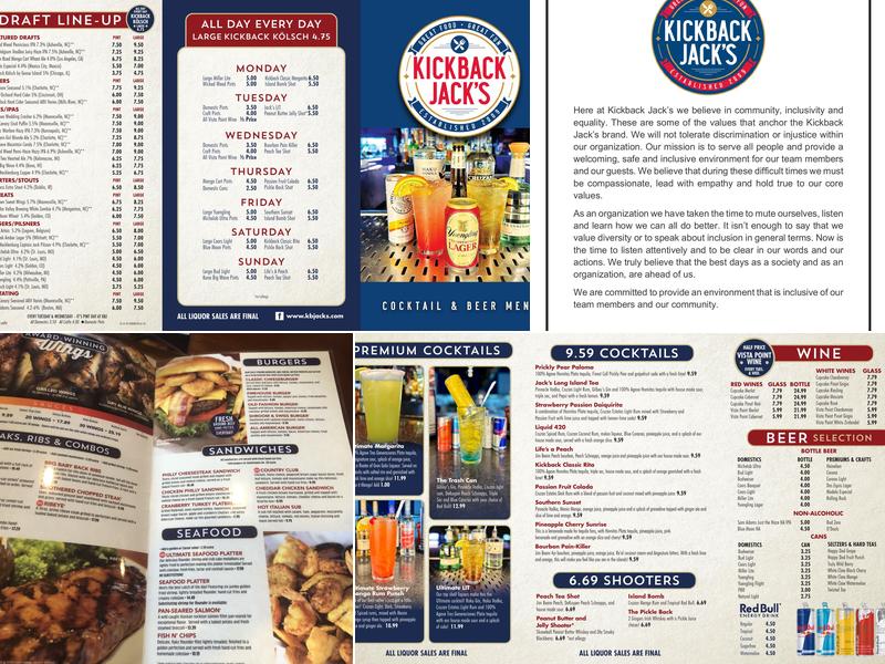 Kickback Jack's Menu