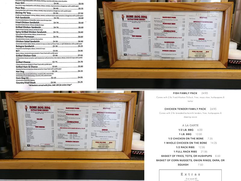 Boss Hog BBQ Menu