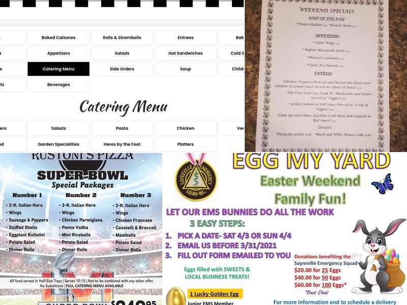 Rustoni's Pizza Menu