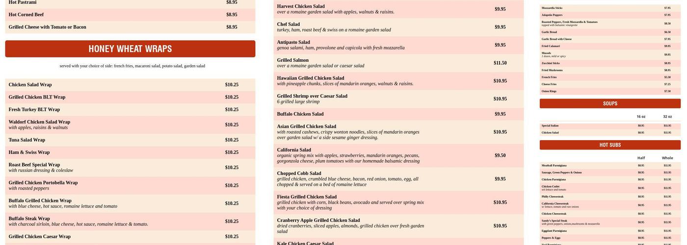 Sandy's Pizza Menu