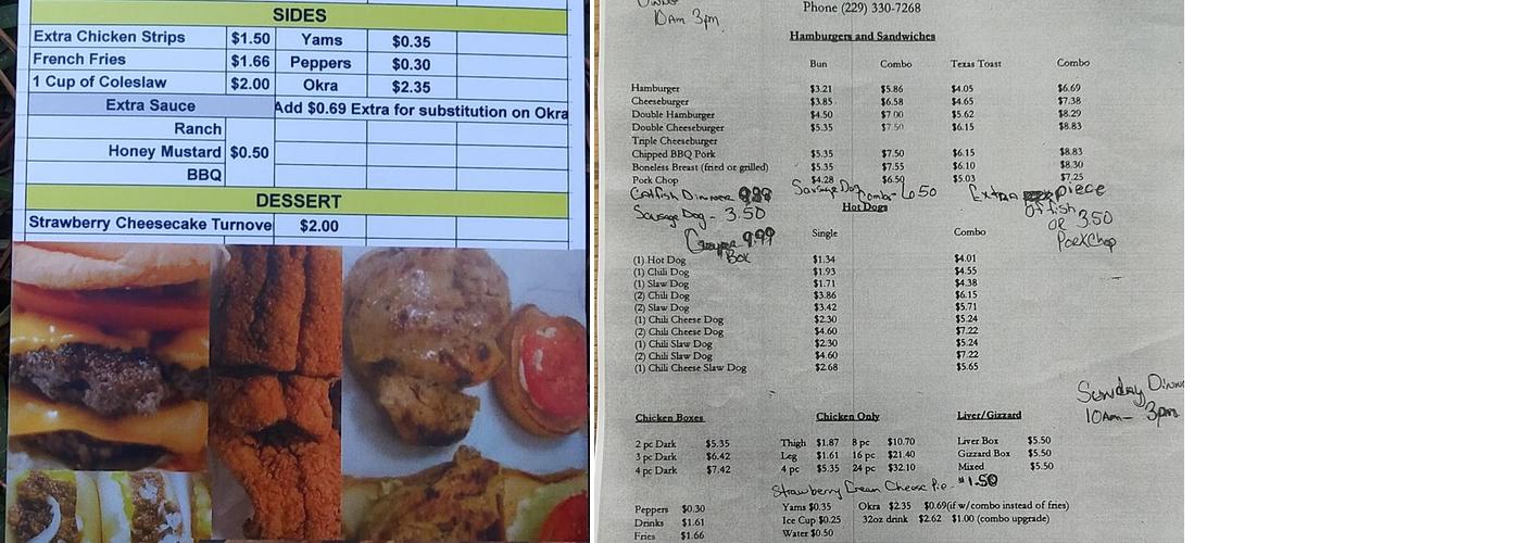 Scott's Fast Food Menu