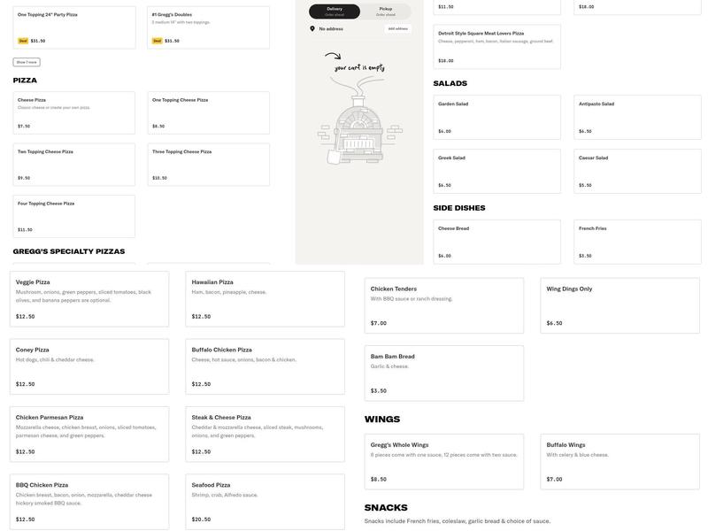 Gregg's Pizza & Bar-B-Que Menu