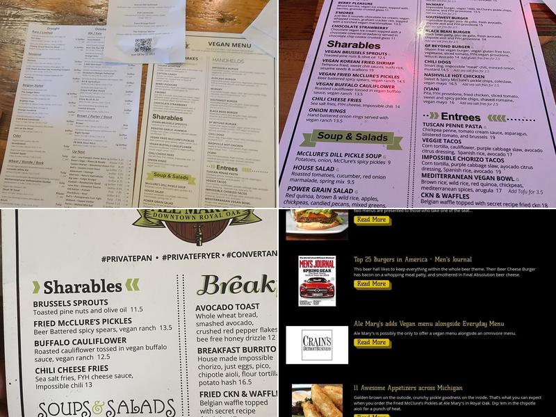 Ale Mary's Beer Hall Menu